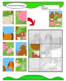 Puzzle Kes Yapıştır Çalışma Sayfaları